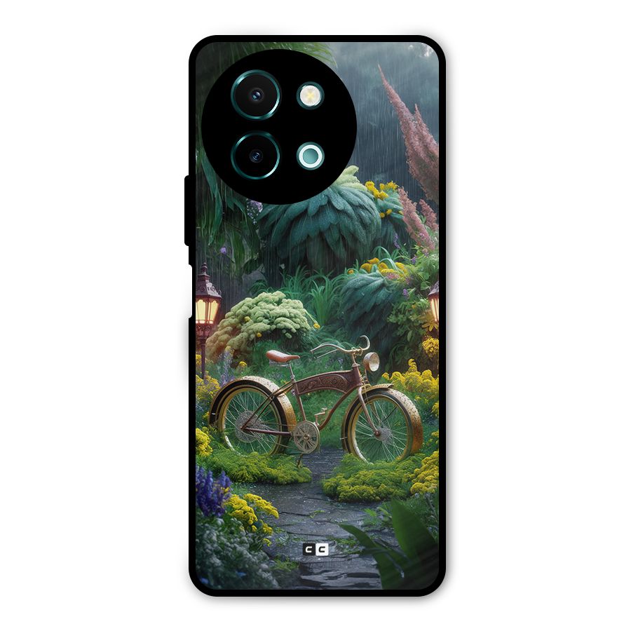 Vintage Cycle In Garden Metal Back Case for Vivo Y58