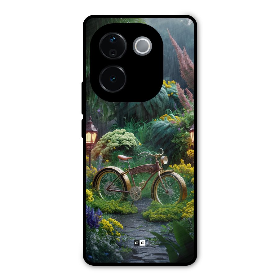 Vintage Cycle In Garden Metal Back Case for iQOO Z9s Pro