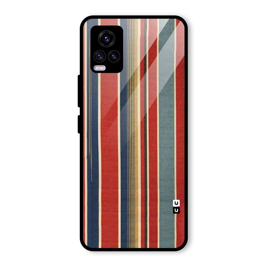 Vintage Disort Stripes Glass Back Case for Vivo V20 2021