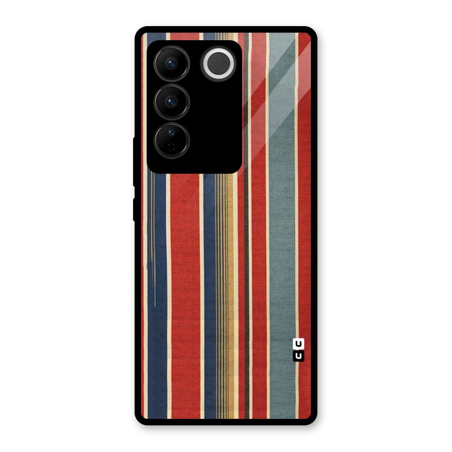 Vintage Disort Stripes Glass Back Case for Vivo V27 Pro