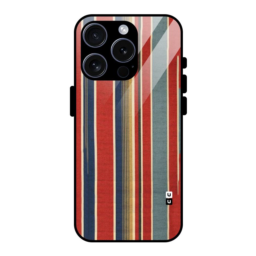 Vintage Disort Stripes Glass Back Case for iPhone 15 Pro