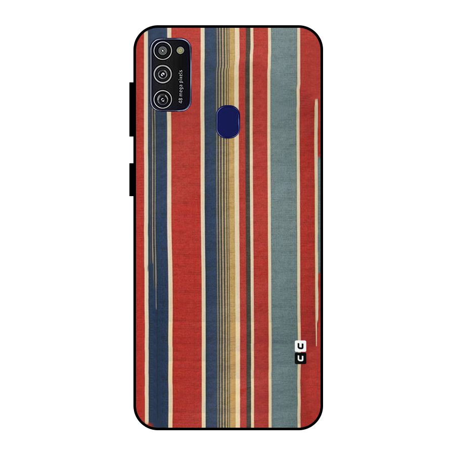 Vintage Disort Stripes Metal Back Case for Galaxy M21