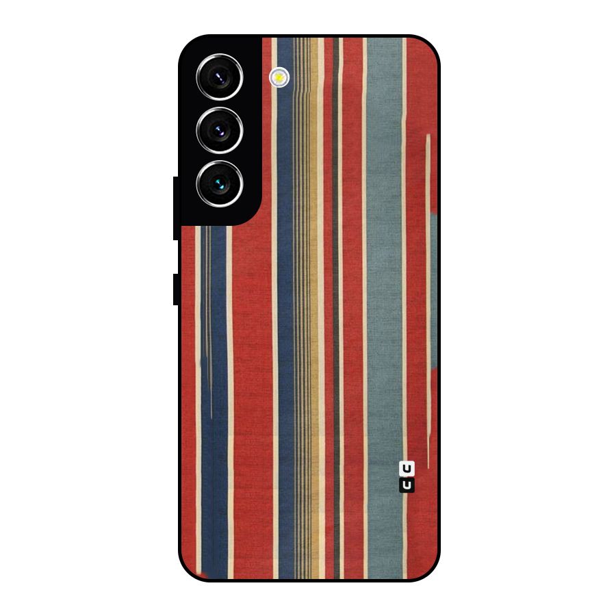 Vintage Disort Stripes Metal Back Case for Galaxy S22 5G