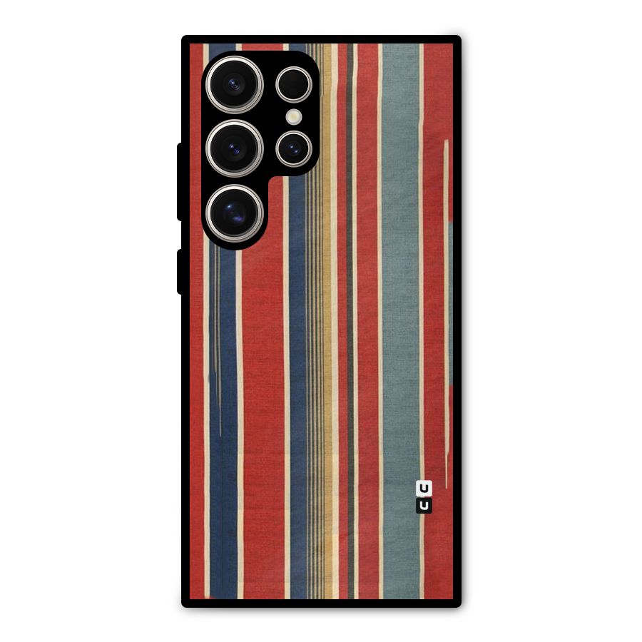 Vintage Disort Stripes Metal Back Case for Galaxy S24 Ultra