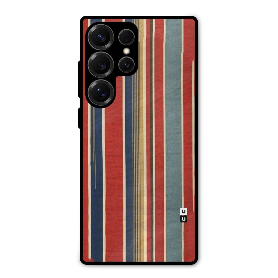 Vintage Disort Stripes Metal Back Case for Galaxy S25 Ultra