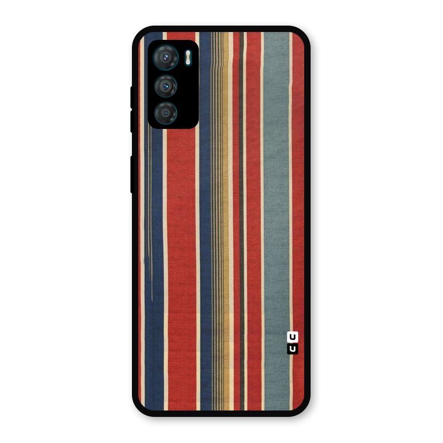 Vintage Disort Stripes Metal Back Case for Moto G42