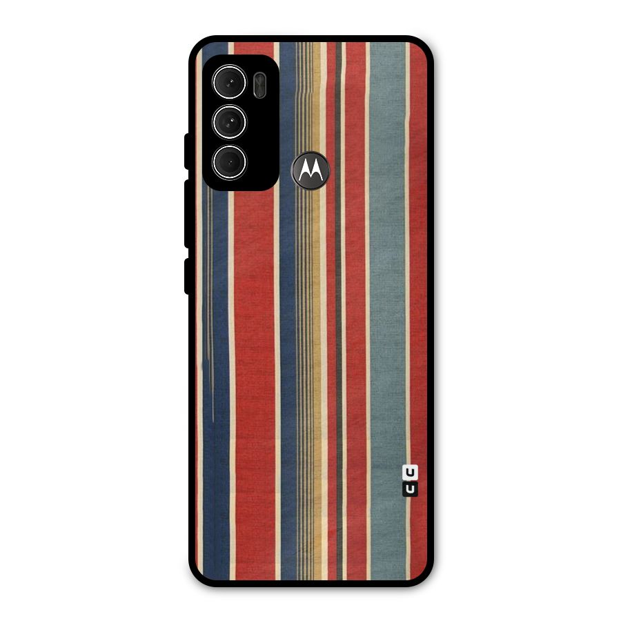 Vintage Disort Stripes Metal Back Case for Moto G60