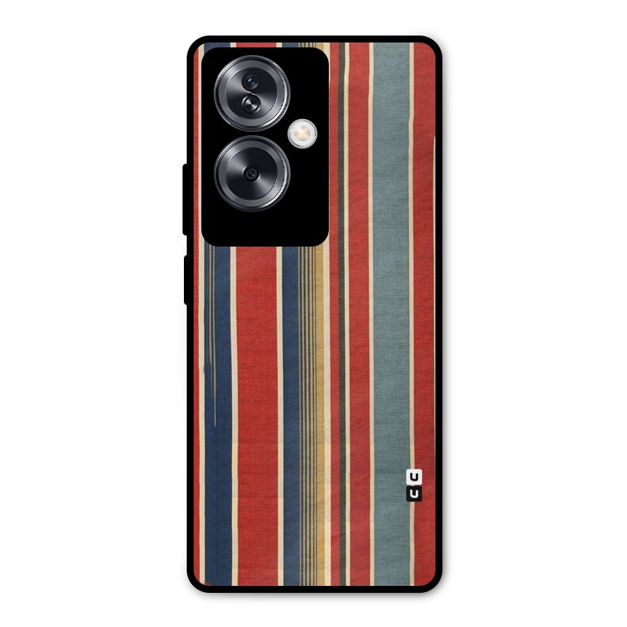Vintage Disort Stripes Metal Back Case for Oppo A79 5G