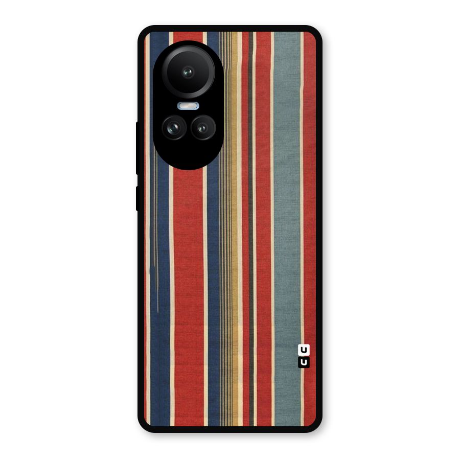 Vintage Disort Stripes Metal Back Case for Oppo Reno10 Pro