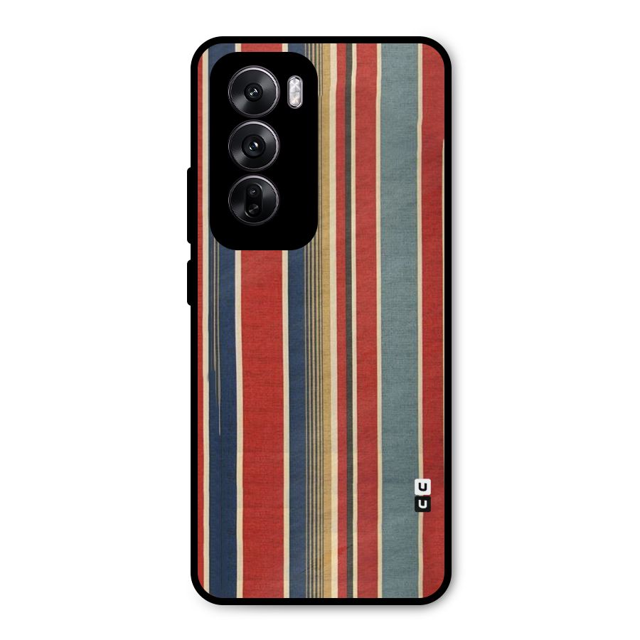 Vintage Disort Stripes Metal Back Case for Oppo Reno12