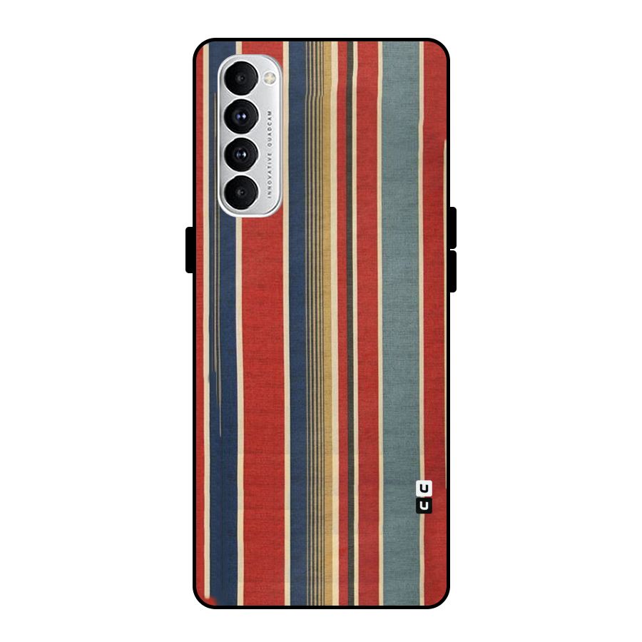 Vintage Disort Stripes Metal Back Case for Oppo Reno4 Pro