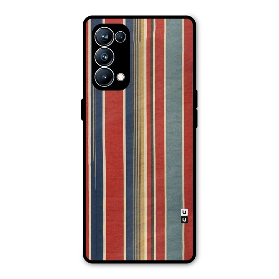 Vintage Disort Stripes Metal Back Case for Oppo Reno5 Pro 5G