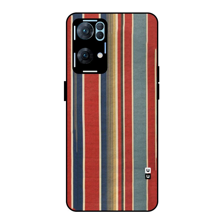 Vintage Disort Stripes Metal Back Case for Oppo Reno7 Pro 5G