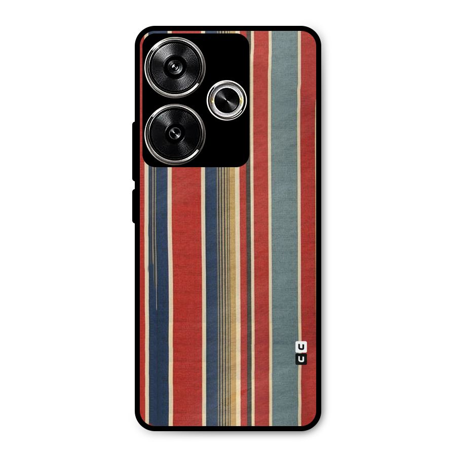 Vintage Disort Stripes Metal Back Case for Poco F6