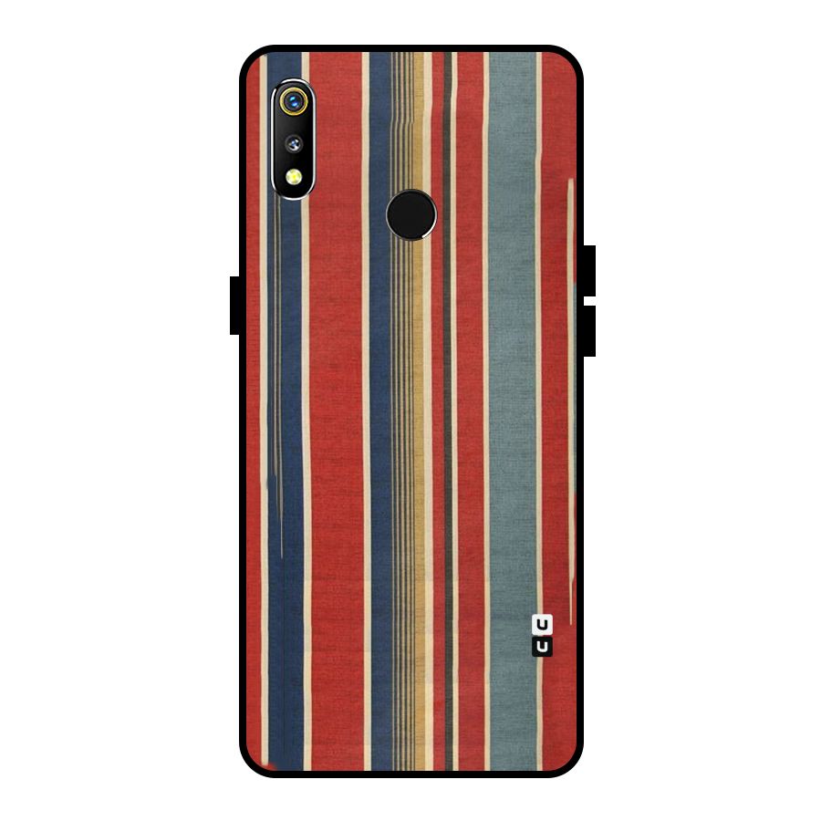 Vintage Disort Stripes Metal Back Case for Realme 3i