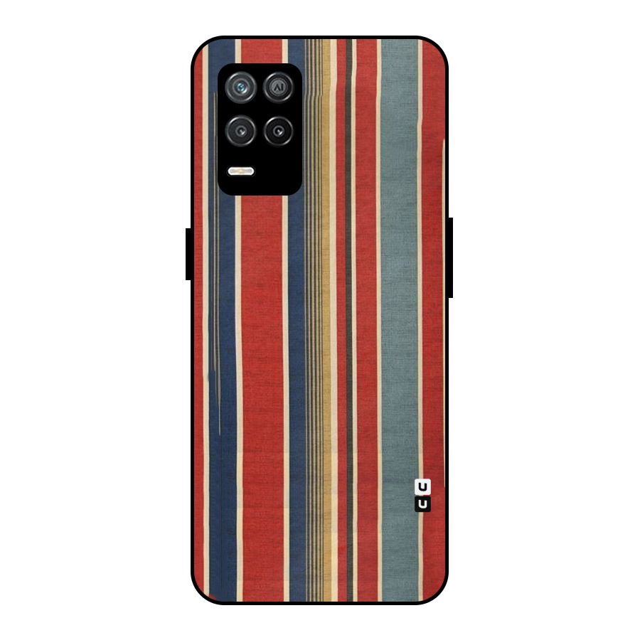 Vintage Disort Stripes Metal Back Case for Realme 8s 5G