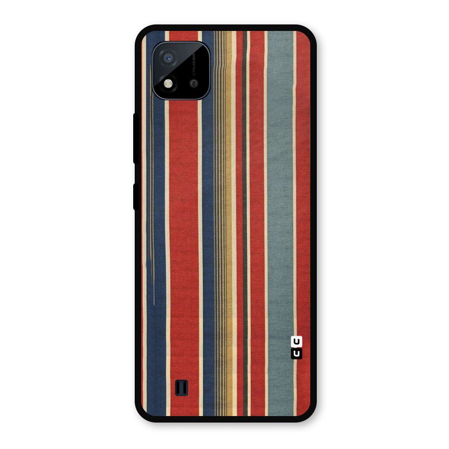 Vintage Disort Stripes Metal Back Case for Realme C11 2021