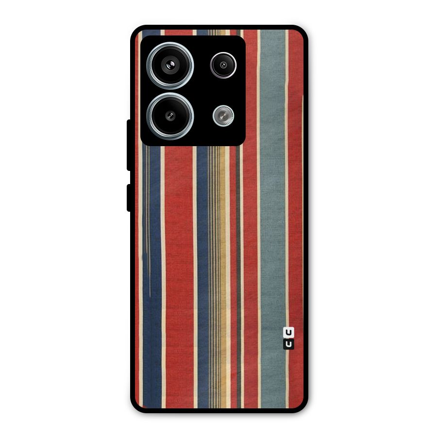Vintage Disort Stripes Metal Back Case for Redmi Note 13 Pro 5G