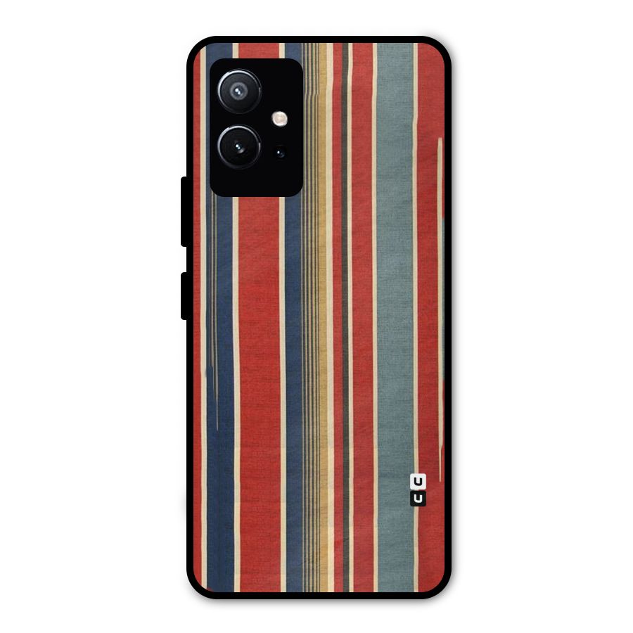 Vintage Disort Stripes Metal Back Case for Vivo T1 5G