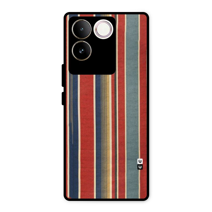 Vintage Disort Stripes Metal Back Case for Vivo T2 Pro