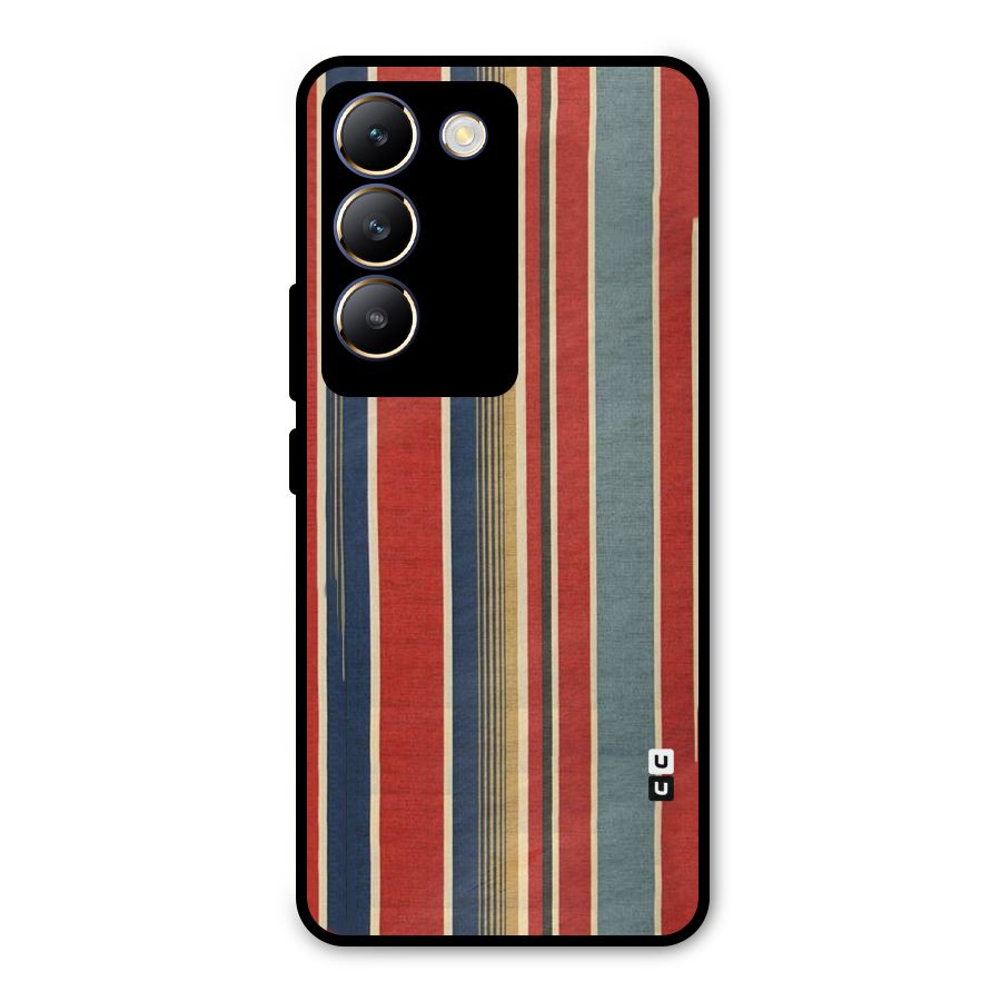 Vintage Disort Stripes Metal Back Case for Vivo T3 5G