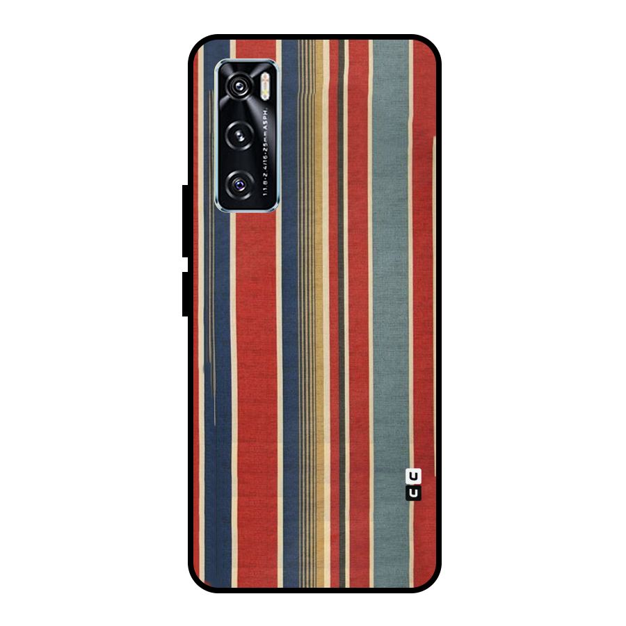 Vintage Disort Stripes Metal Back Case for Vivo V20 SE
