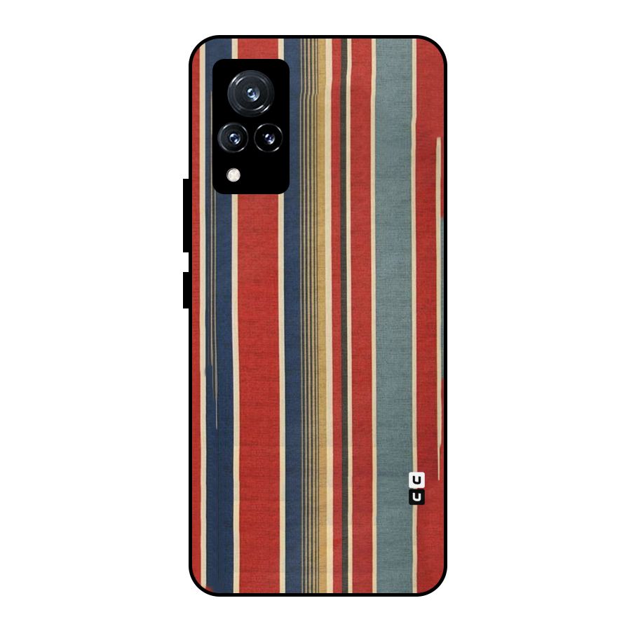 Vintage Disort Stripes Metal Back Case for Vivo V21 5G