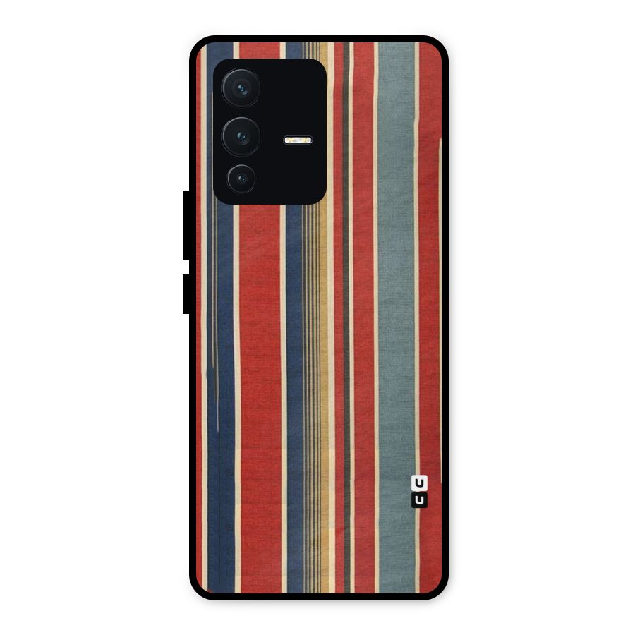 Vintage Disort Stripes Metal Back Case for Vivo V23 5G
