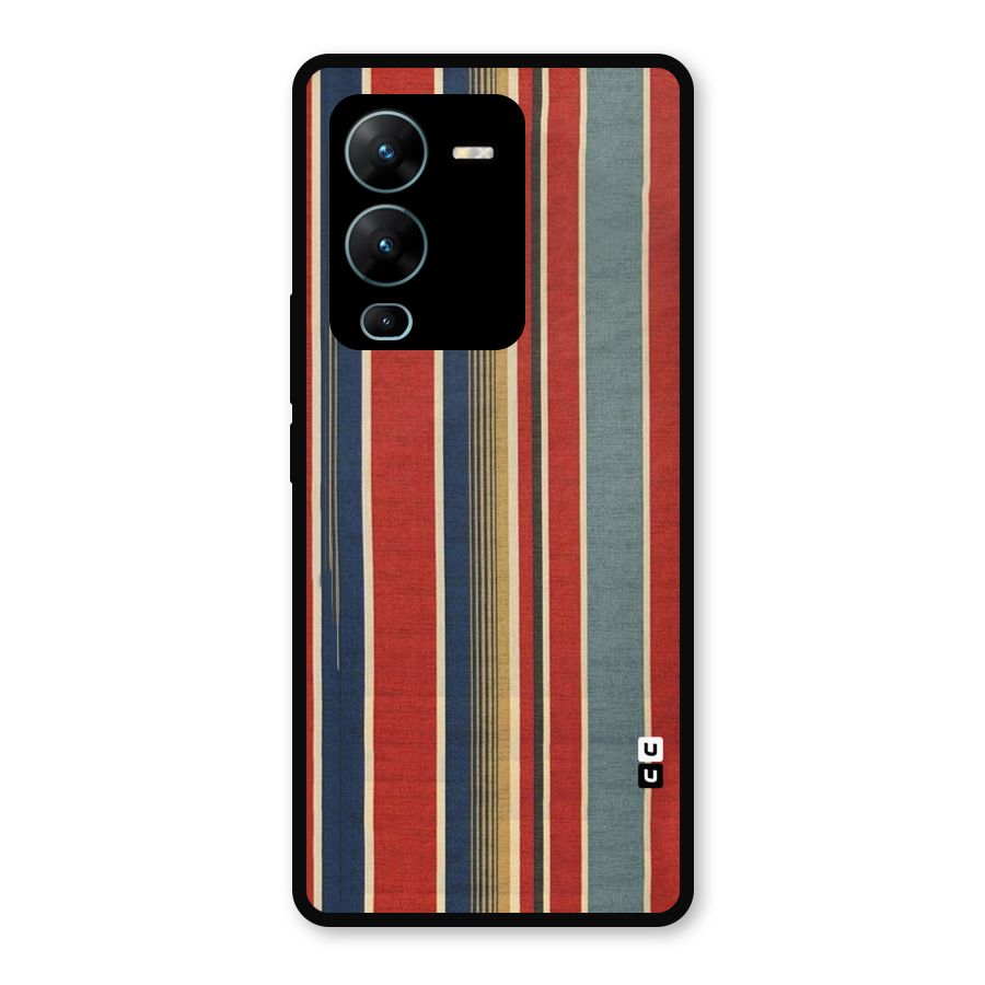 Vintage Disort Stripes Metal Back Case for Vivo V25 Pro