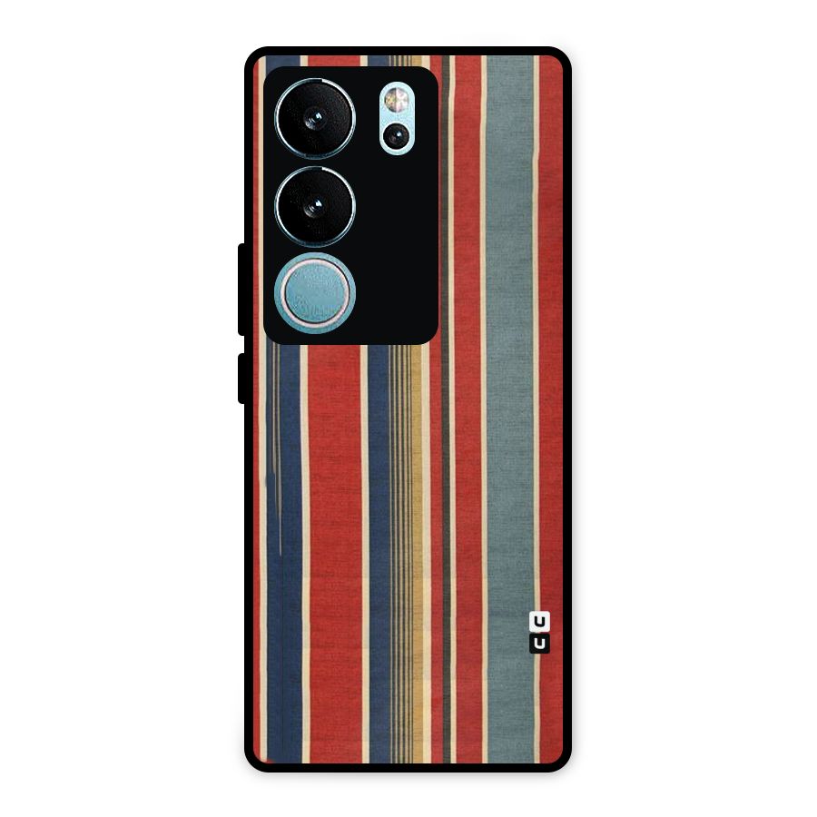 Vintage Disort Stripes Metal Back Case for Vivo V29 Pro