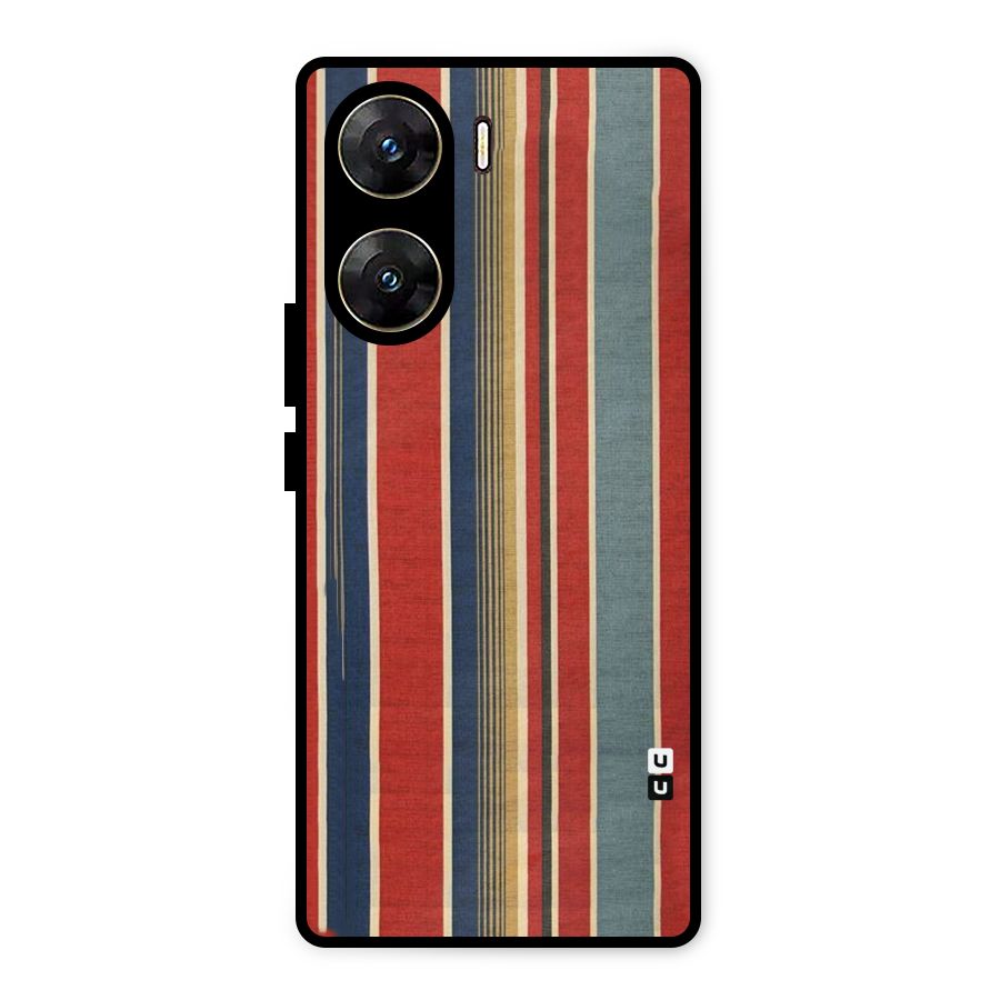 Vintage Disort Stripes Metal Back Case for Vivo V29e