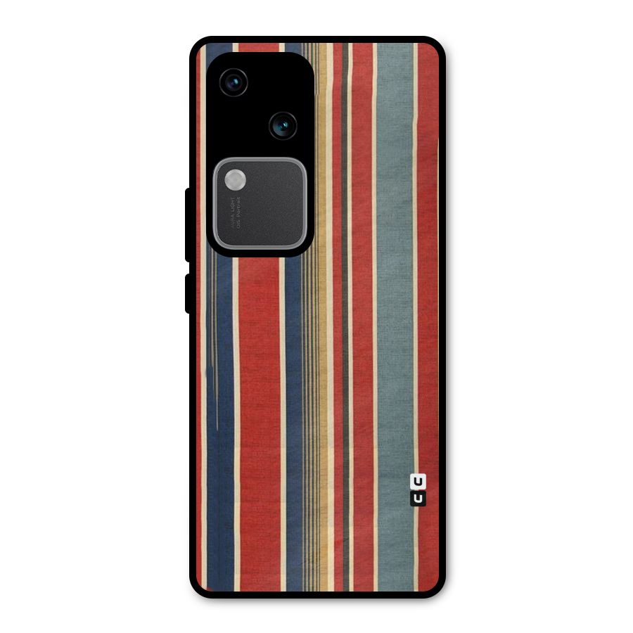 Vintage Disort Stripes Metal Back Case for Vivo V30 Pro