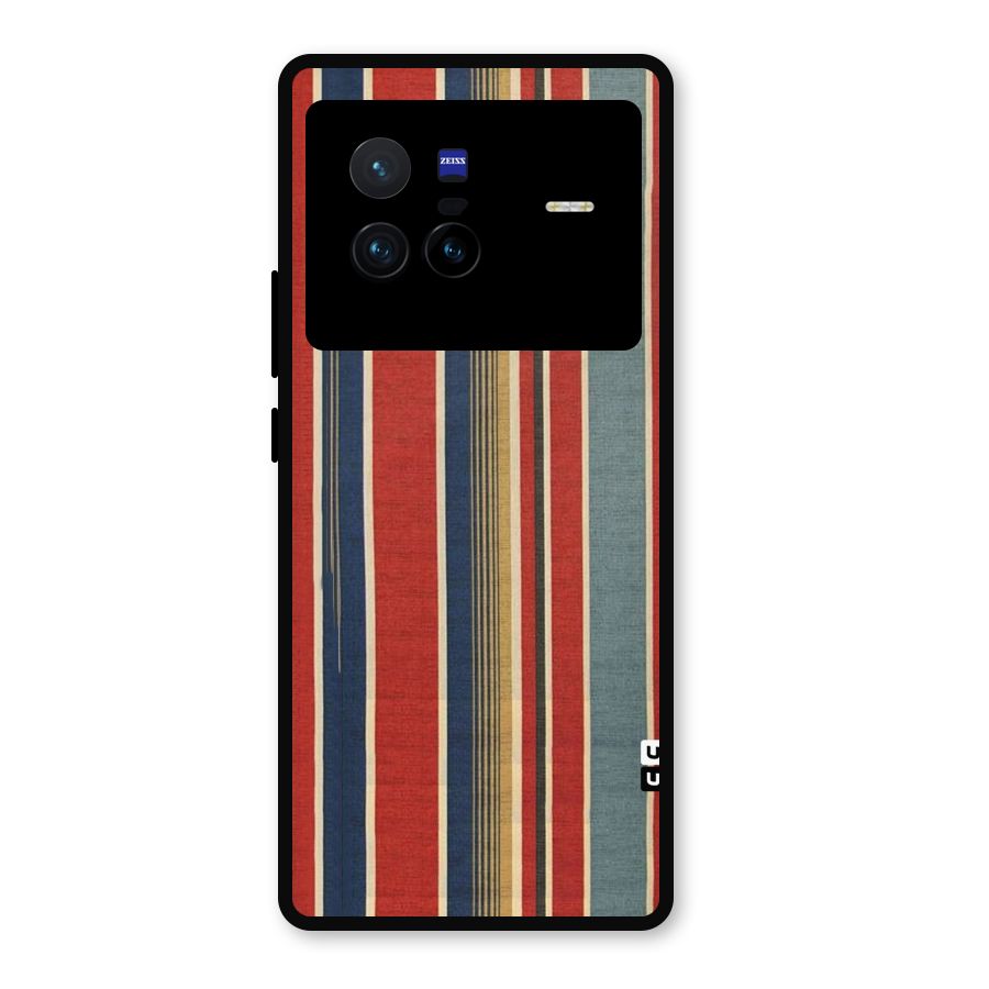 Vintage Disort Stripes Metal Back Case for Vivo X80