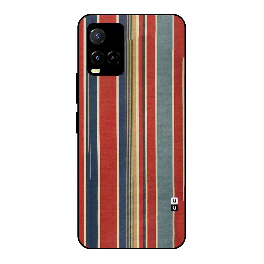 Vintage Disort Stripes Metal Back Case for Vivo Y21A