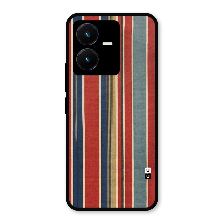 Vintage Disort Stripes Metal Back Case for Vivo Y22