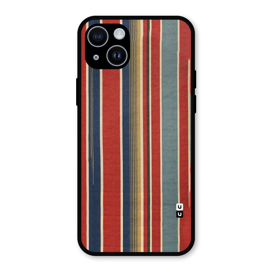 Vintage Disort Stripes Metal Back Case for iPhone 14