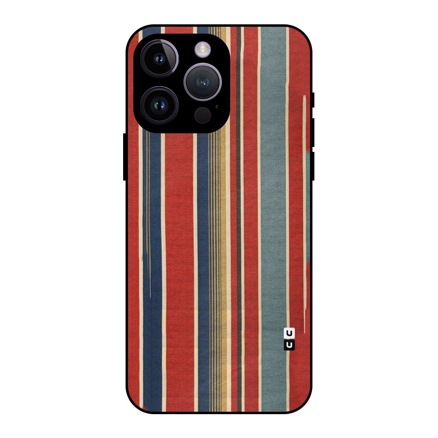 Vintage Disort Stripes Metal Back Case for iPhone 14 Pro Max