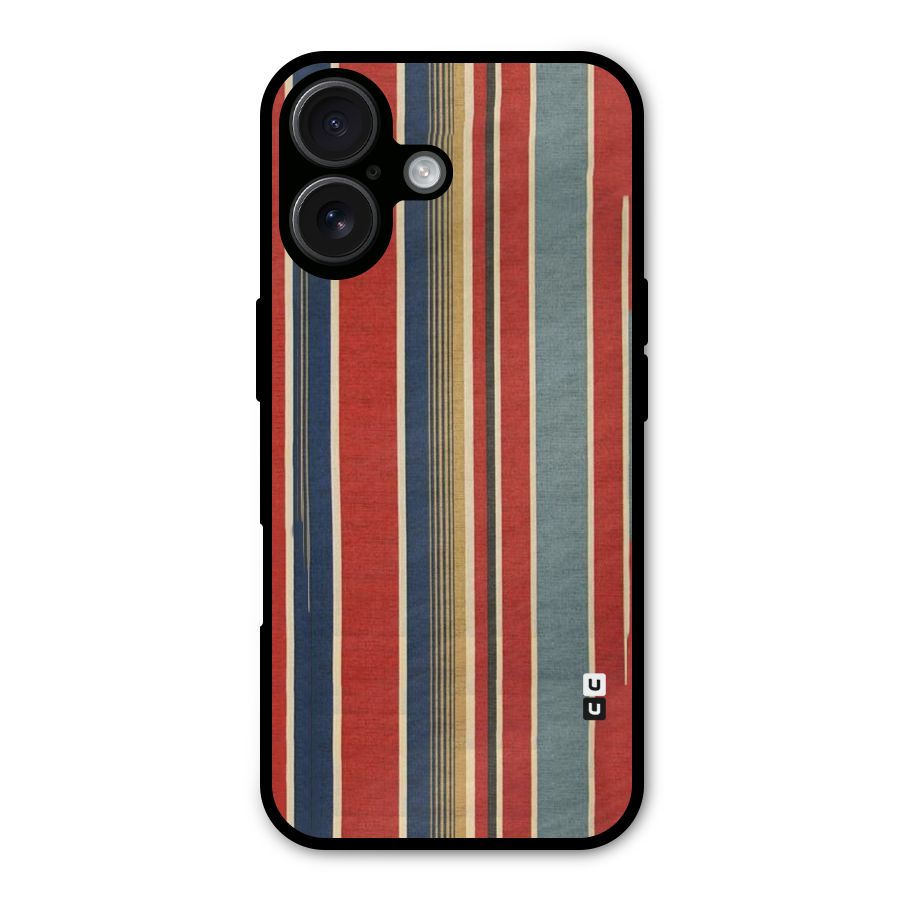 Vintage Disort Stripes Metal Back Case for iPhone 16