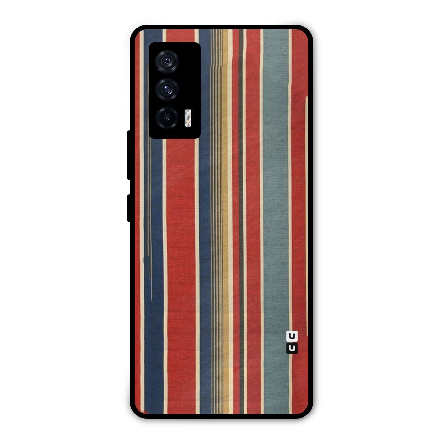 Vintage Disort Stripes Metal Back Case for iQOO 7 5G