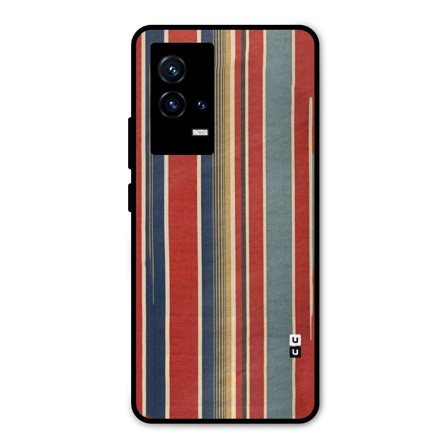 Vintage Disort Stripes Metal Back Case for iQOO 9 5G