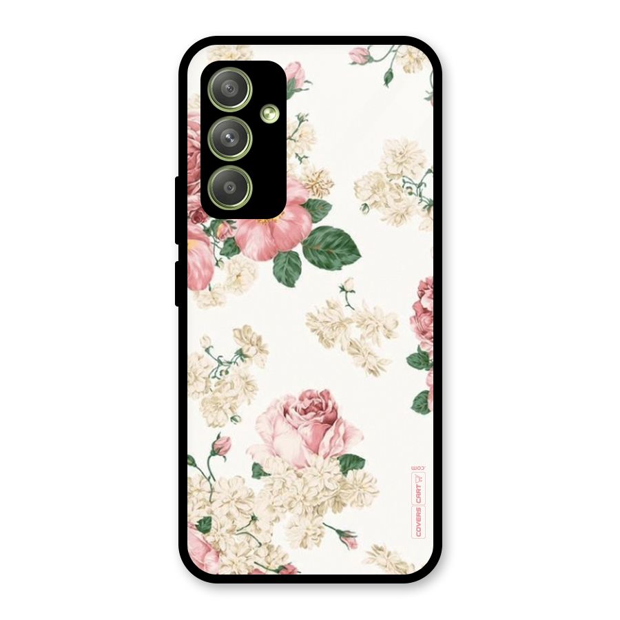 Vintage Floral Pattern Glass Back Case for Galaxy A54