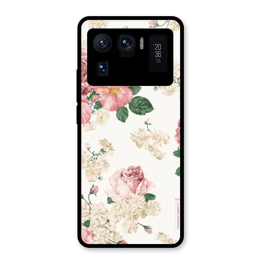 Vintage Floral Pattern Glass Back Case for Mi 11 Ultra