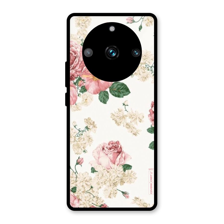 Vintage Floral Pattern Glass Back Case for Realme 11 Pro