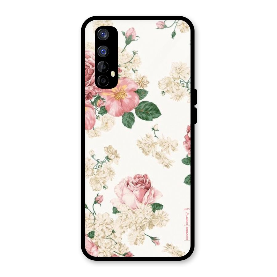 Vintage Floral Pattern Glass Back Case for Realme 7