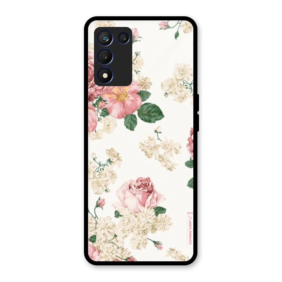 Vintage Floral Pattern Glass Back Case for Realme 9 5G Speed