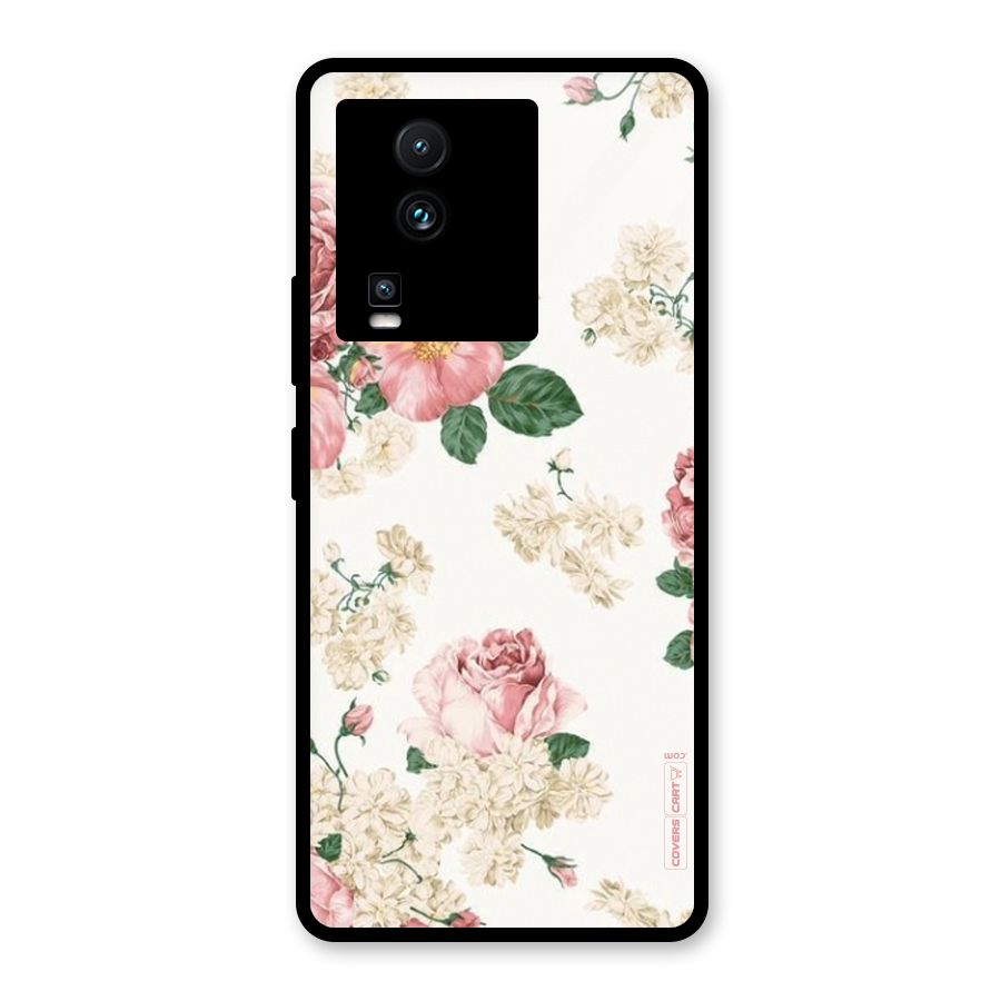 Vintage Floral Pattern Glass Back Case for Vivo iQOO Neo 7