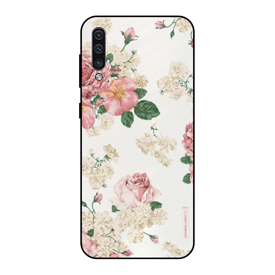 Vintage Floral Pattern Metal Back Case for Galaxy A30s