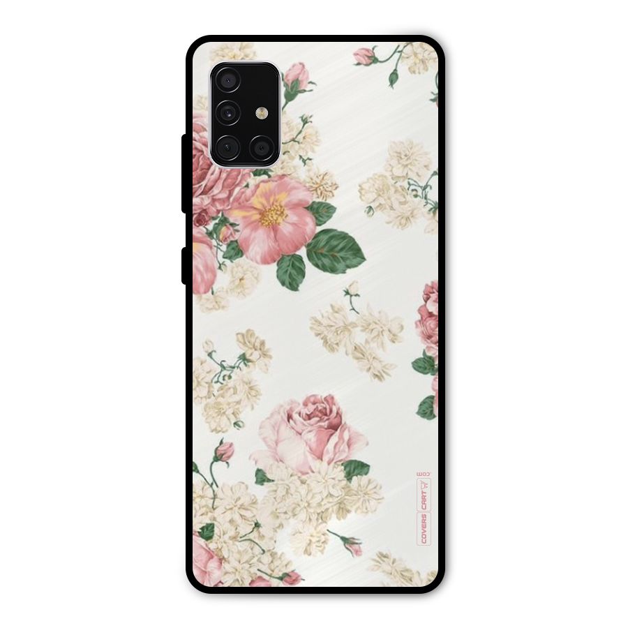 Vintage Floral Pattern Metal Back Case for Galaxy A51