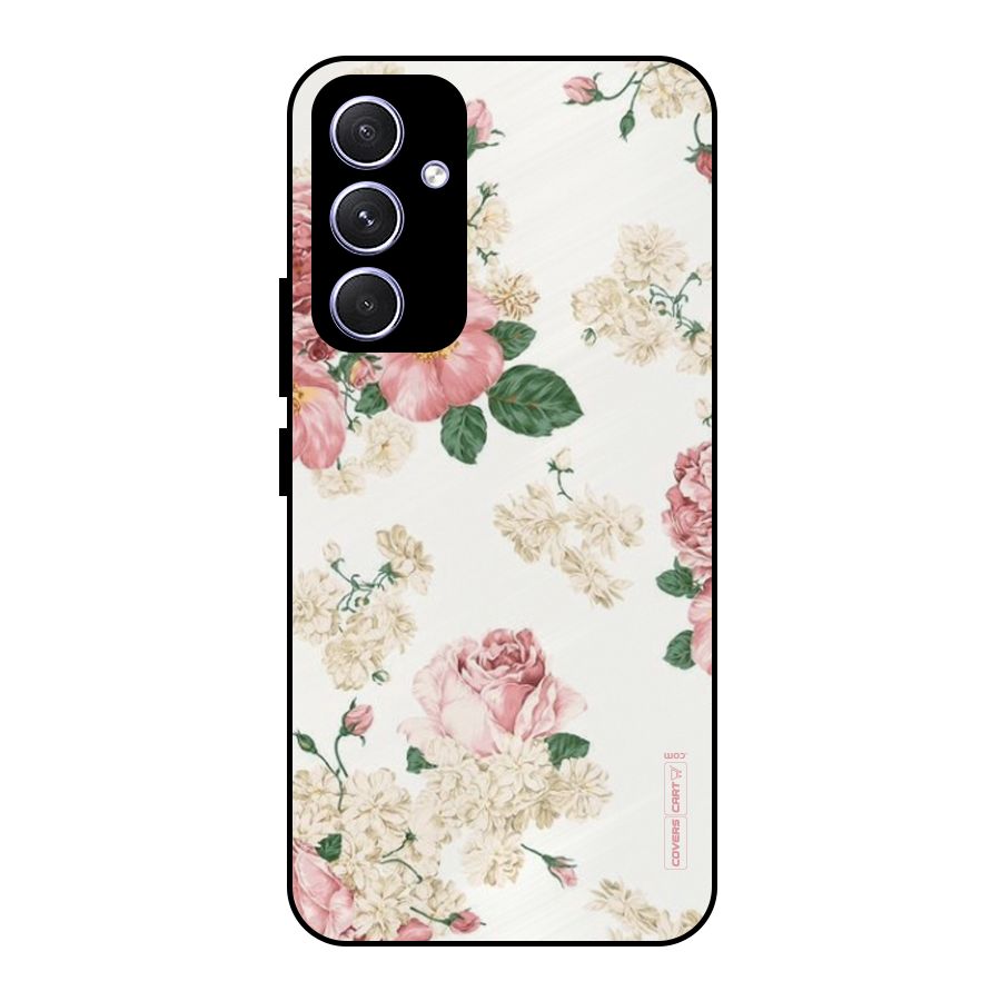 Vintage Floral Pattern Metal Back Case for Galaxy A54