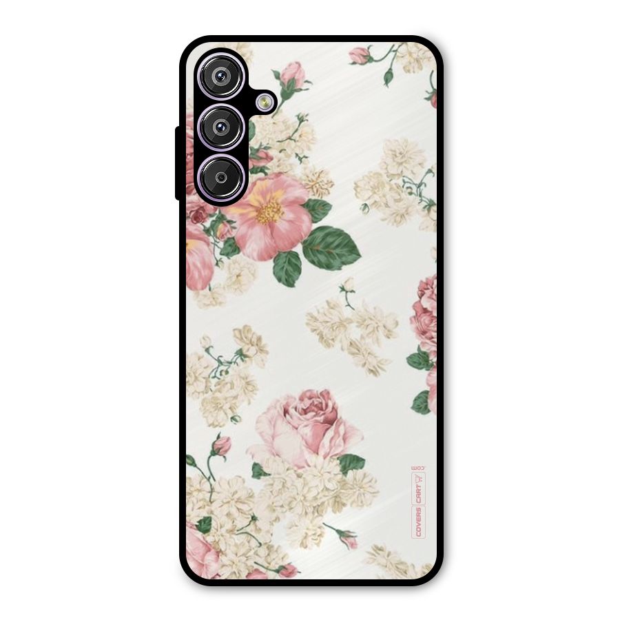 Vintage Floral Pattern Metal Back Case for Galaxy F15